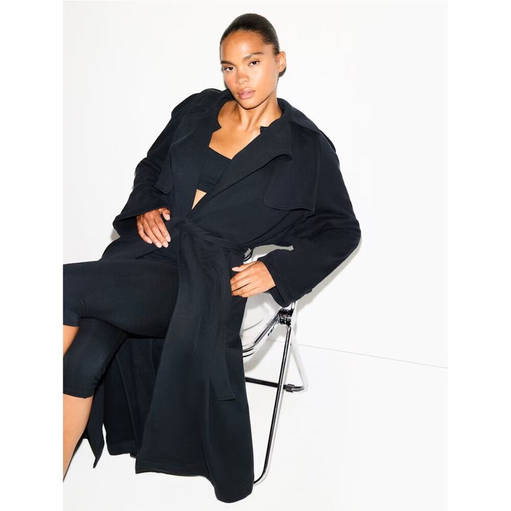 (S) NWT‎ $248 SKIMS Boyfriend Fleece Oversized Trench Coat in Onyx Size Small - Picture 2 of 9